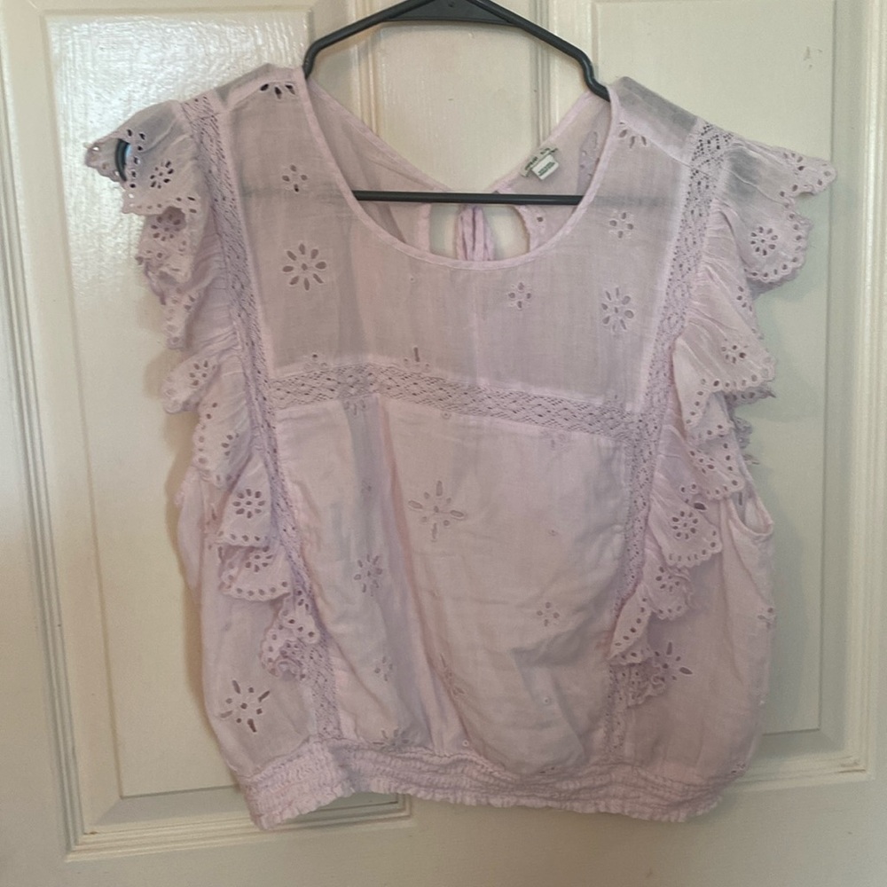 Aerie Lavender Floral Ruffle Tank Top